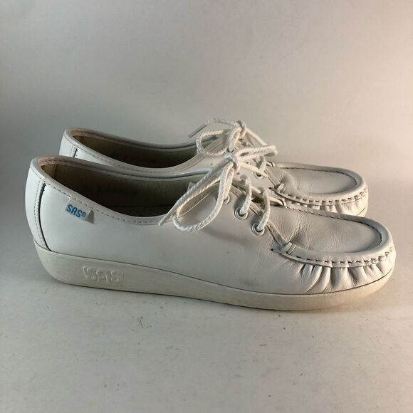 SAS comfort low top shoes Made in USA leather sneakers white size 8.5 Slim - Picture 1 of 8